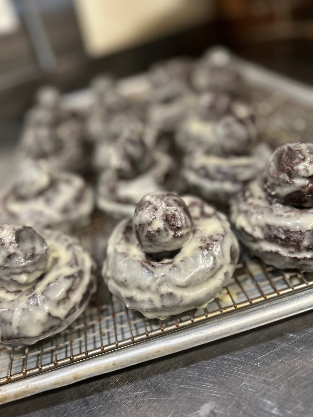 Old Fashioned Chocolate Doughnut w/ Sour Cream Glaze